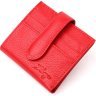 Красный женский кошелек из натуральной кожи флотар с хлястиком на кнопке KARYA (2420942) - 1