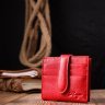 Червоний жіночий гаманець із натуральної шкіри флотар із хлястиком на кнопці KARYA (2420942) - 7