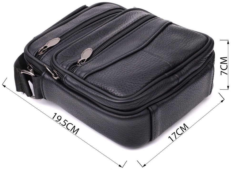 Чоловіча барсетка з натуральної зернистої шкіри Vintage 94856 чорного кольору modnotak фото №3