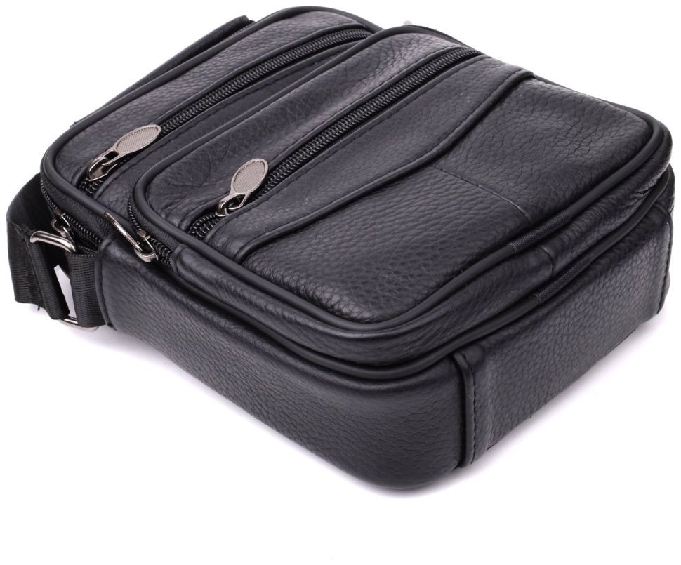 Чоловіча барсетка з натуральної зернистої шкіри Vintage 94856 чорного кольору modnotak фото №5