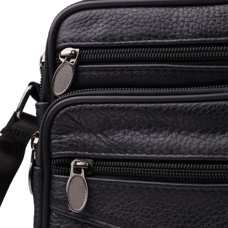 Чоловіча барсетка з натуральної зернистої шкіри Vintage 94856 чорного кольору modnotak фото №6