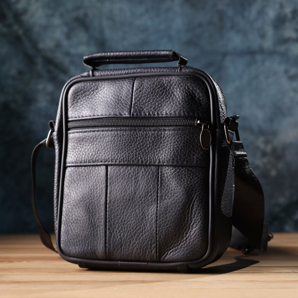 Чоловіча барсетка з натуральної зернистої шкіри Vintage 94856 чорного кольору modnotak фото №10