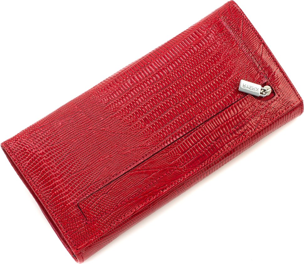 Червоний жіночий гаманець із натуральної шкіри з лаковим покриттям KARYA (21065)