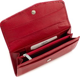 Красный женский кошелек из натуральной кожи с лаковым покрытием KARYA (21065) - 2