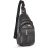 Молодежная мужская сумка-слинг из зернистой кожи черного цвета Ricardo Pruno (21248) - 1