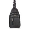 Молодежная мужская сумка-слинг из зернистой кожи черного цвета Ricardo Pruno (21248) - 2