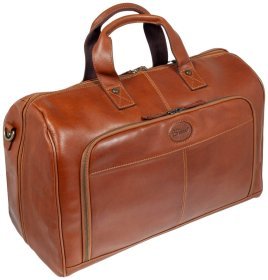 Чоловіча ділова дорожня сумка з натуральної гладкої шкіри з ручкою Ashwood рудого кольору 95456