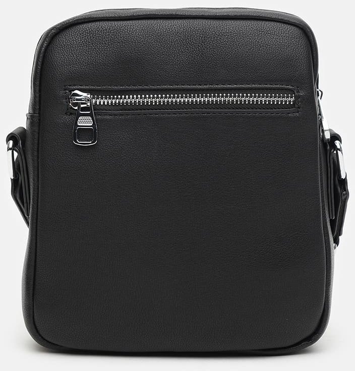 Чоловіча чорна сумка-планшет через плече із натуральної шкіри Ricco Grande (21374)