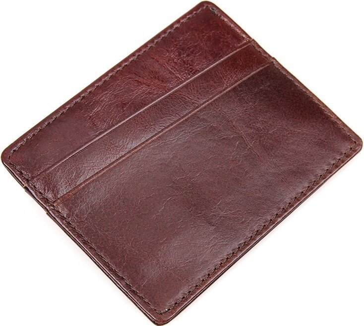 Тонка кредитниця коричневого кольору з натуральної шкіри Vintage (2414498)