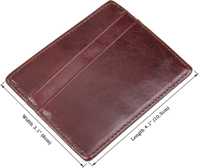 Тонкая кредитница коричневого цвета из натуральной кожи Vintage (2414498)