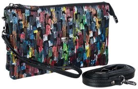 Женский клатч из натуральной кожи с ремнем через плечо Desisan 106656 разноцветный