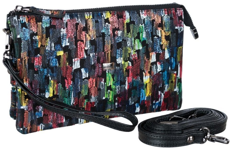 Женский клатч из натуральной кожи с ремнем через плечо Desisan 106656 разноцветный modnotak фото №2