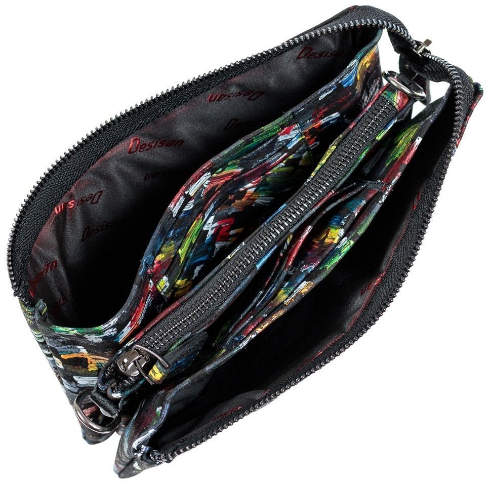 Женский клатч из натуральной кожи с ремнем через плечо Desisan 106656 разноцветный modnotak фото №5
