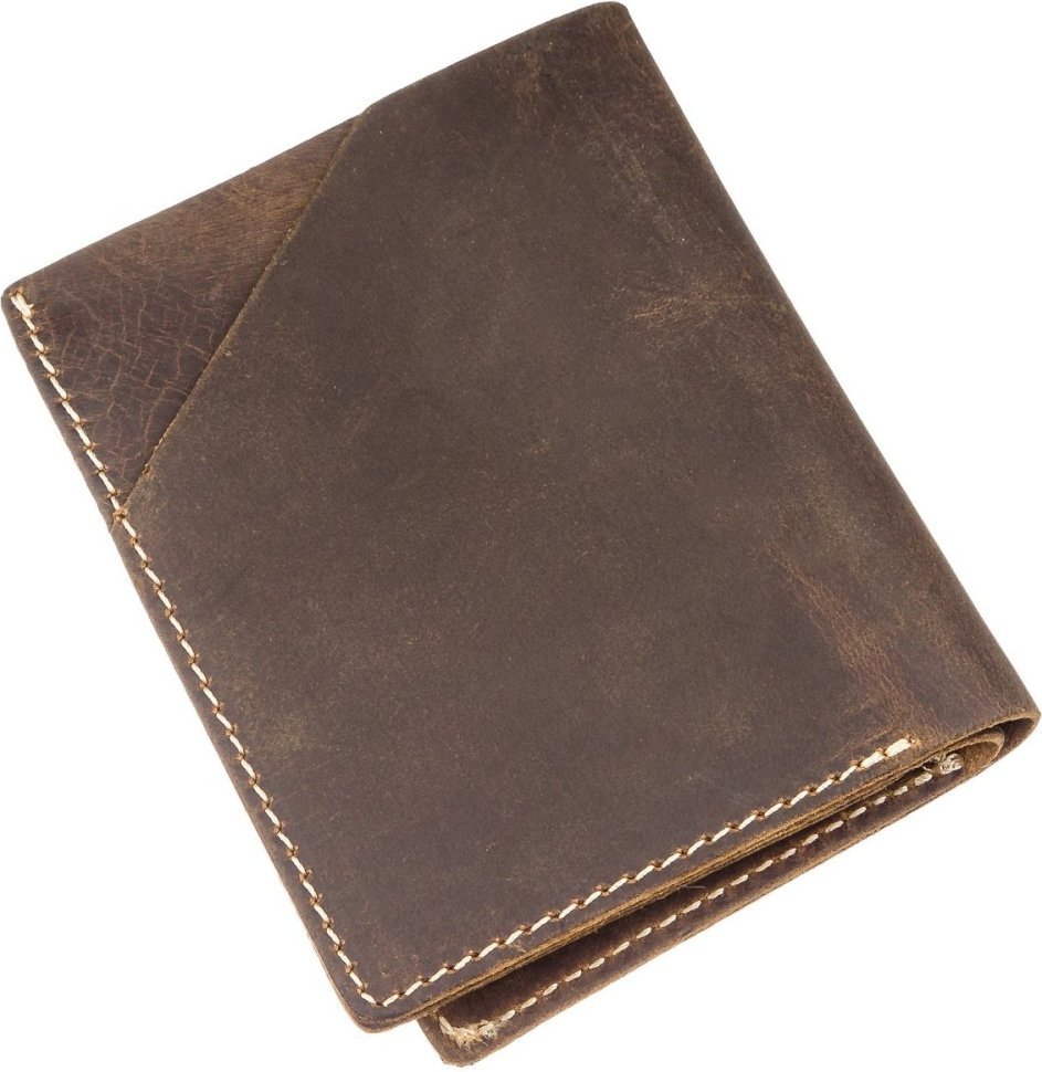 Темно-коричневое мужское портмоне из натуральной кожи с эффектом под старину Vintage (2420121) 