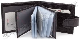 Кожаная мужская визитница с фиксацией на кнопку KARYA (16159)