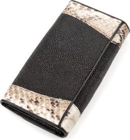 Эксклюзивный кошелек из натуральной кожи ската и питона STINGRAY LEATHER (024-18204)