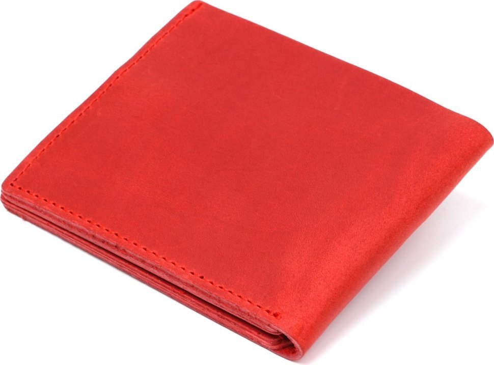 Матовый тонкий женский кошелек красного цвета из натуральной кожи Shvigel (2416455)