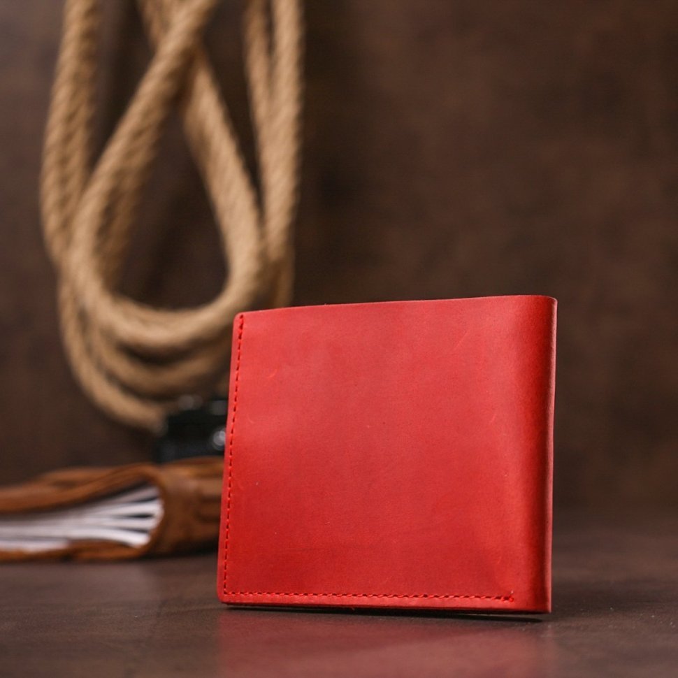 Матовий тонкий жіночий гаманець червоного кольору з натуральної шкіри Shvigel (2416455)