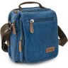 Синяя текстильная мужская сумка-барсетка на два отделения Vintage (20201) - 1