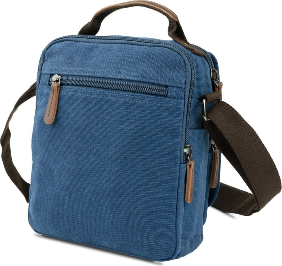 Синя текстильна чоловіча сумка-барсетка на два відділення Vintage (20201)