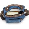 Синяя текстильная мужская сумка-барсетка на два отделения Vintage (20201) - 5