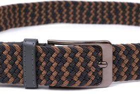 Серо-коричневый текстильный ремень под брюки Vintage (2420814)