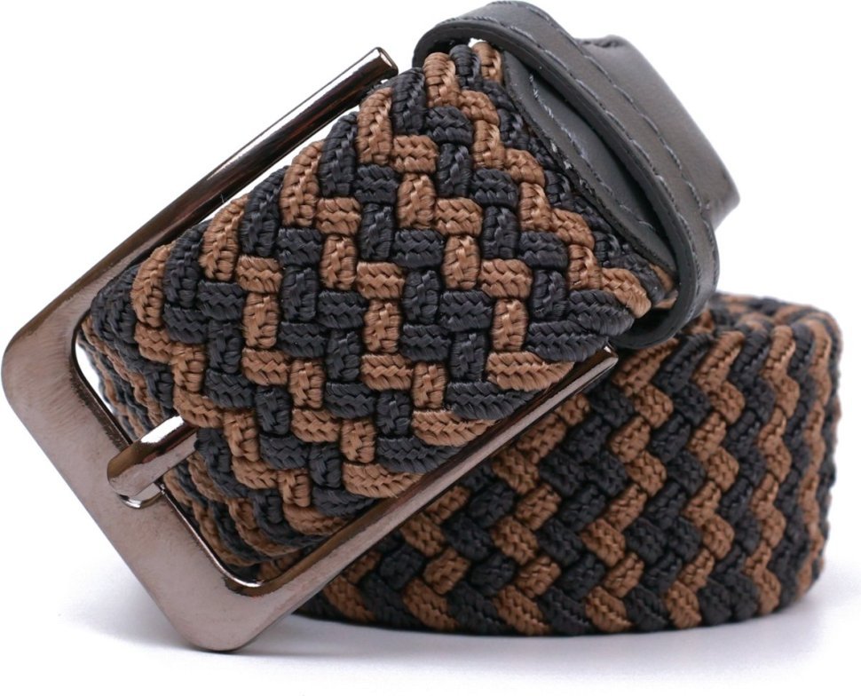 Сіро-коричневий текстильний ремінь під брюки Vintage (2420814)