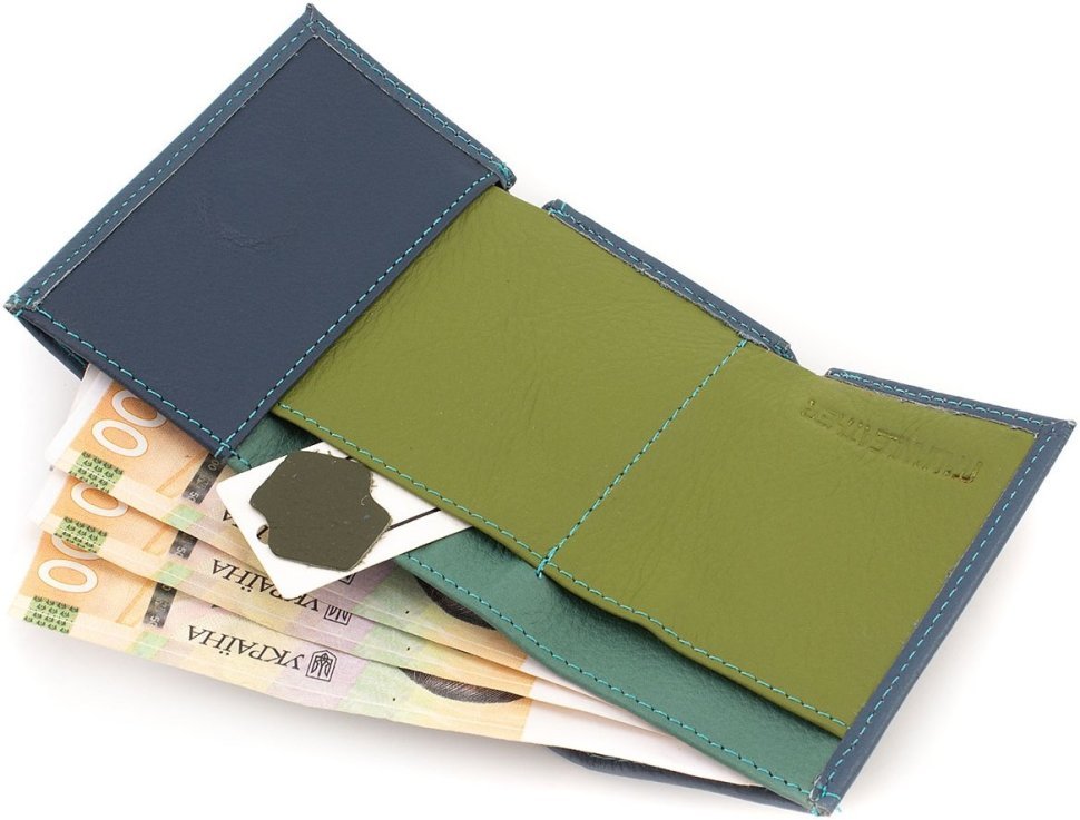 Синій шкіряний жіночий гаманець маленького розміру ST Leather 1767256