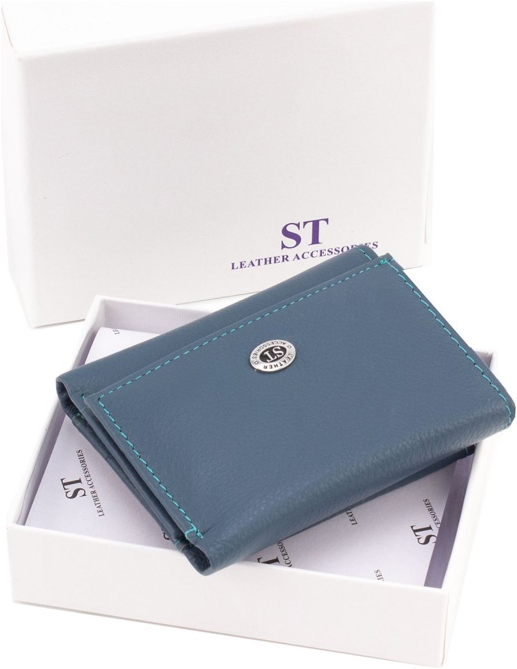 Синий женский кожаный кошелек маленького размера ST Leather 1767256