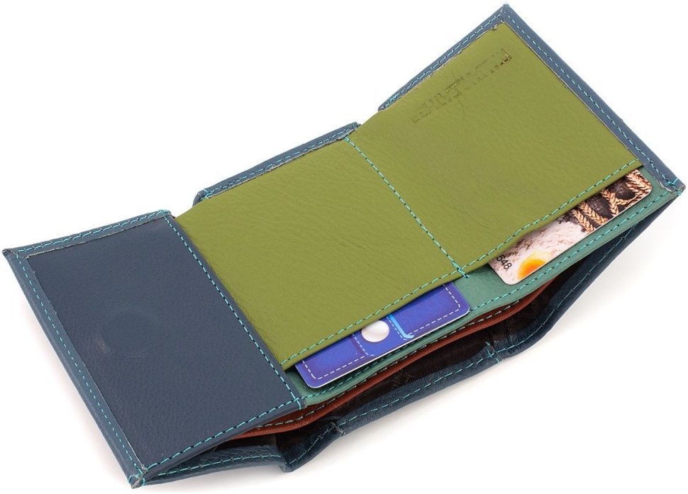 Синій шкіряний жіночий гаманець маленького розміру ST Leather 1767256