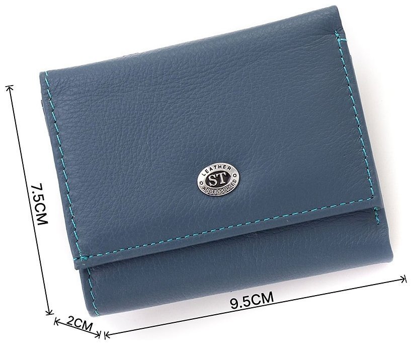 Синій шкіряний жіночий гаманець маленького розміру ST Leather 1767256 фото №3 Синій шкіряний жіночий гаманець маленького розміру ST Leather 1767256 modnotak фото №3