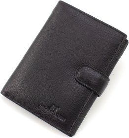 Чоловіче портмоне із натуральної чорної шкіри із блоком під документи ST Leather 1767356