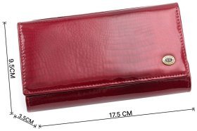 Лаковый красный кошелек с фиксацией на кнопку ST Leather (16280)