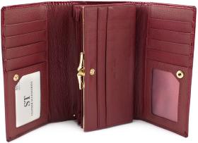 Лаковий червоний гаманець з фіксацією на кнопку ST Leather (16280) - 2