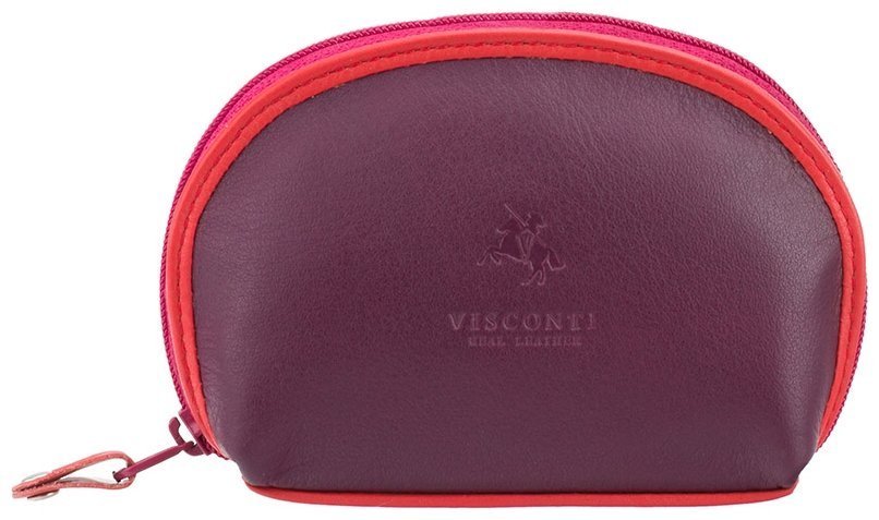 Фиолетово-розовая женская ключница из натуральной кожи на молнии Visconti Malay 77356