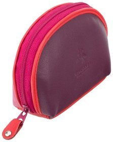 Фиолетово-розовая женская ключница из натуральной кожи на молнии Visconti Malay 77356