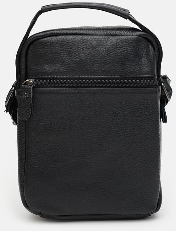 Мужская удобная сумка-барсетка из фактурной кожи черного цвета Keizer (22062)