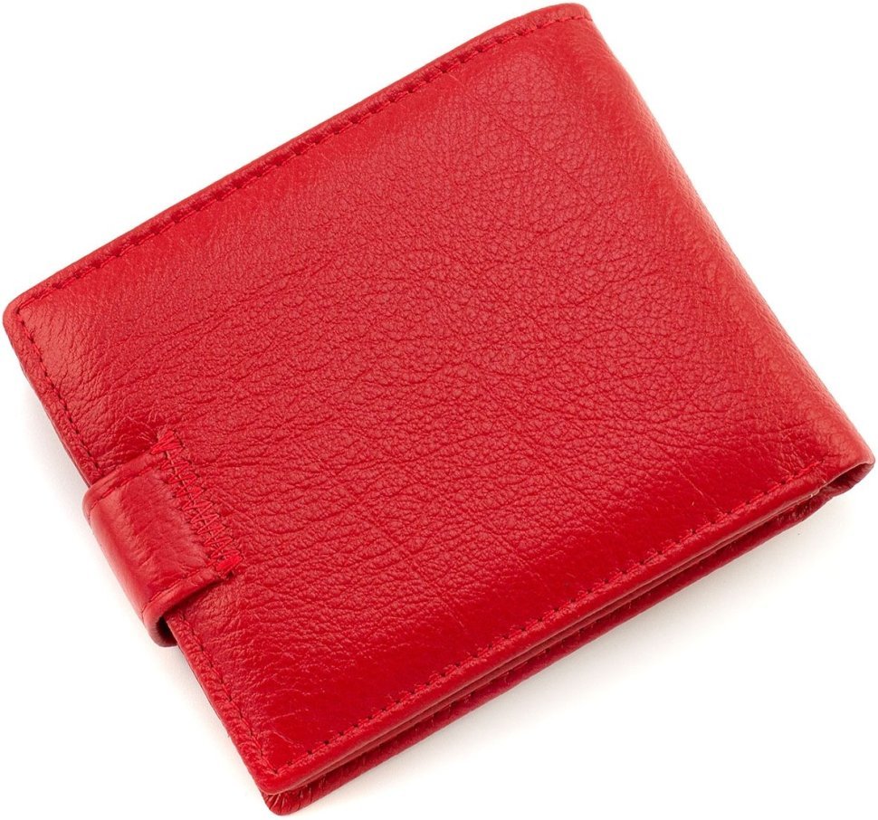 Жіноче портмоне із натуральної шкіри червоного кольору з блоком під карти ST Leather 1767456
