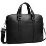 Чоловіча сумка-портфель формату А4 із фактурної шкіри чорного кольору Tiding Bag 77556 - 1