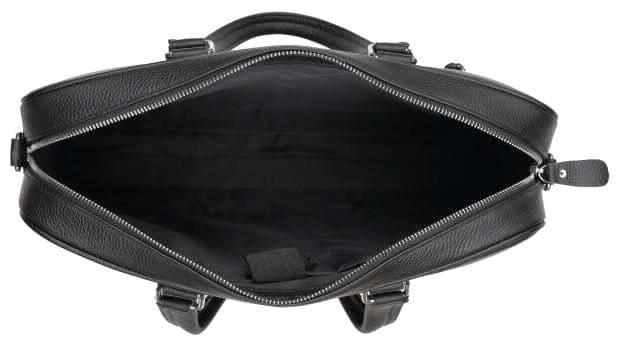 Чоловіча сумка-портфель формату А4 із фактурної шкіри чорного кольору Tiding Bag 77556