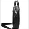 Мужская сумка-портфель формата А4 из фактурной кожи черного цвета Tiding Bag 77556 - 4
