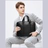 Чоловіча сумка-портфель формату А4 із фактурної шкіри чорного кольору Tiding Bag 77556 - 7
