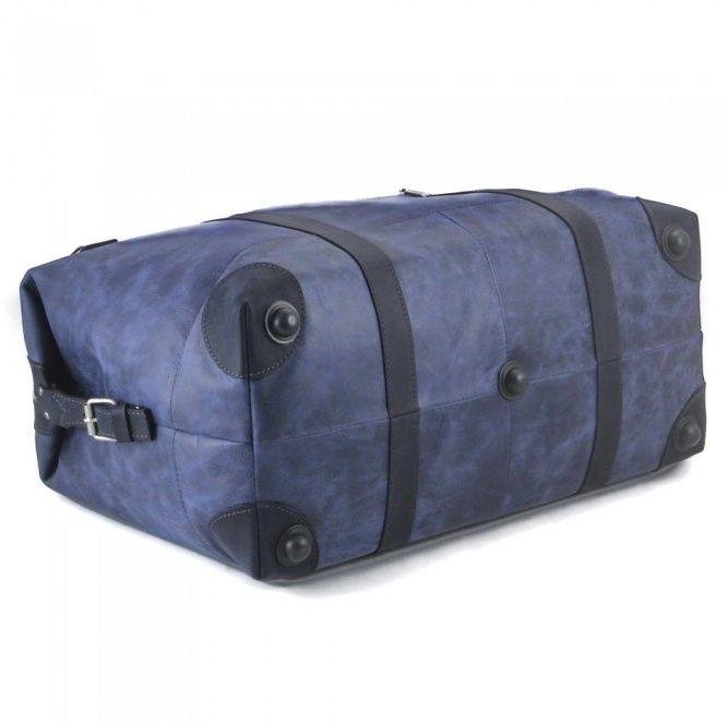 Дорожня сумка синього кольору з якісної шкіри Tom Stone (12171)