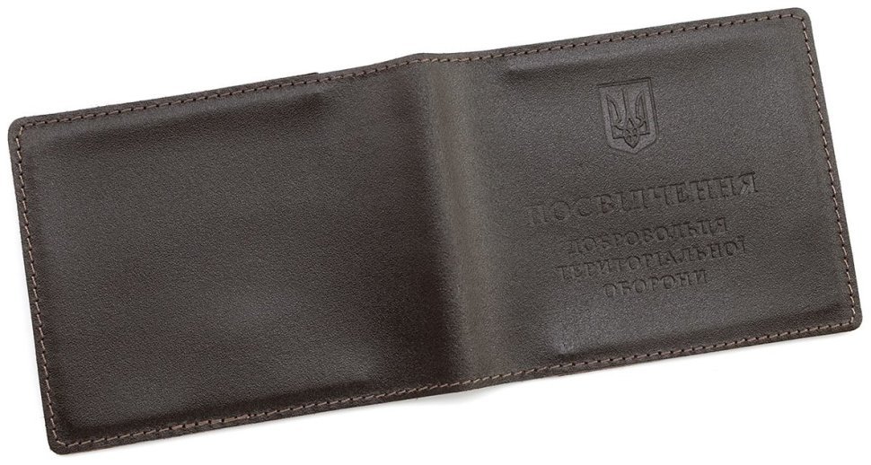 Кожаная обложка для удостоверения ТРО добровольца территориальной обороны Leather Collection 97756 цвет темно-коричневый modnotak фото №4