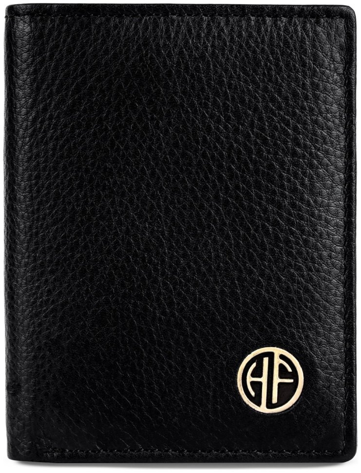 Картхолдер-кошелек из фактурной кожи черного цвета Hammonds Flycatcher CC605 на кнопке 107956 modnotak фото №1