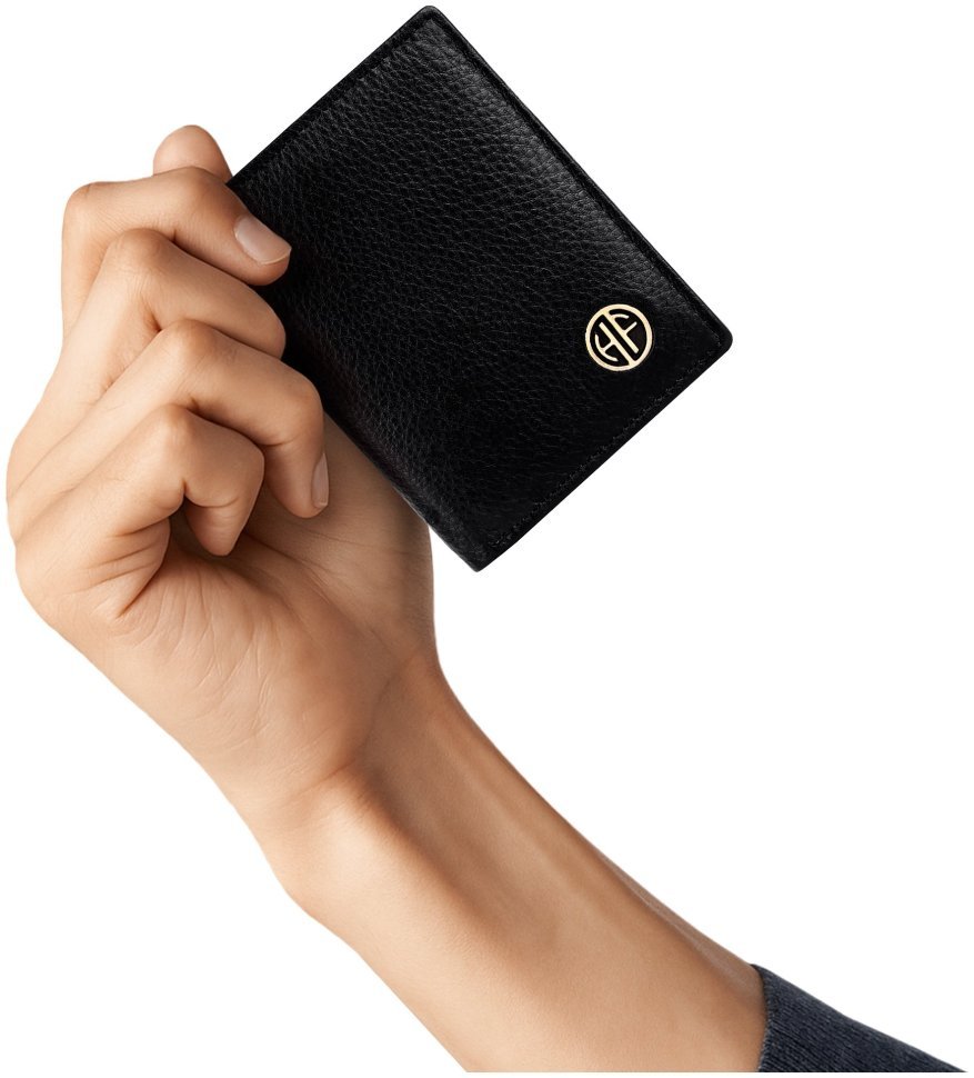 Картхолдер-кошелек из фактурной кожи черного цвета Hammonds Flycatcher CC605 на кнопке 107956 modnotak фото №5