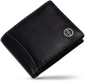 Стильний чоловічий гаманець із фактурної шкіри без застібки з монетницею Hammonds Flycatcher HF592 чорного кольору 108056