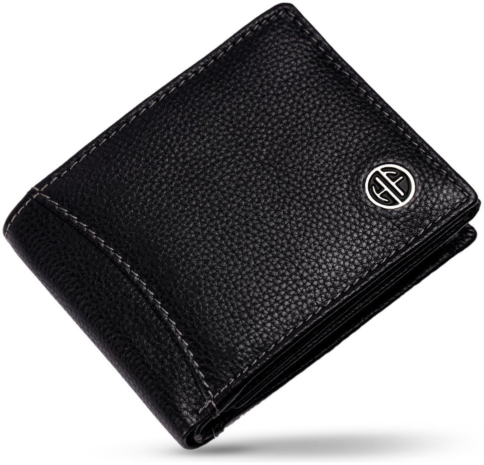 Стильний чоловічий гаманець із фактурної шкіри без застібки з монетницею Hammonds Flycatcher HF592 чорного кольору 108056 modnotak фото №1
