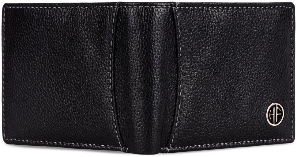 Стильний чоловічий гаманець із фактурної шкіри без застібки з монетницею Hammonds Flycatcher HF592 чорного кольору 108056 modnotak фото №3