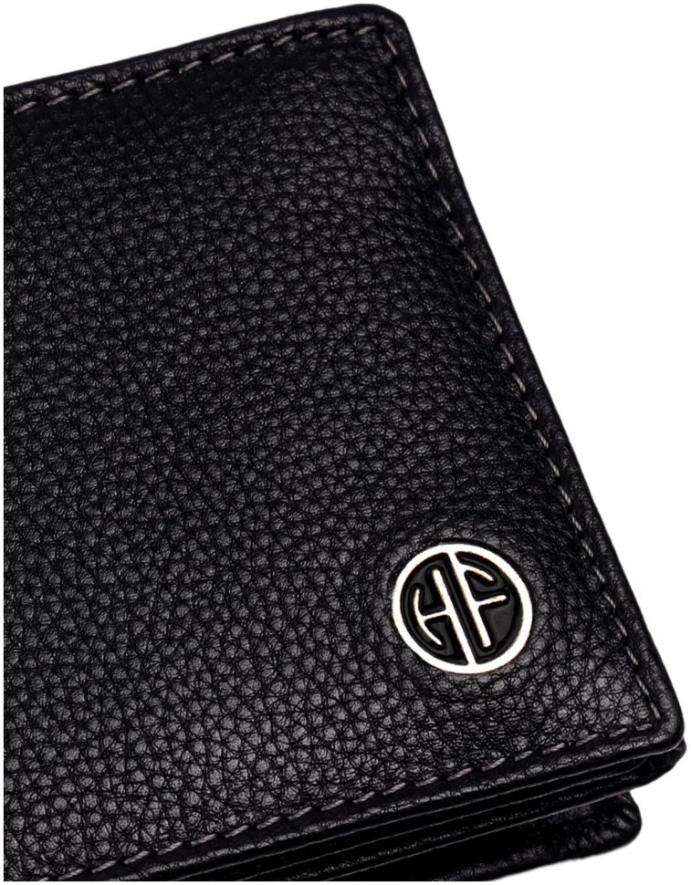 Стильний чоловічий гаманець із фактурної шкіри без застібки з монетницею Hammonds Flycatcher HF592 чорного кольору 108056 modnotak фото №5